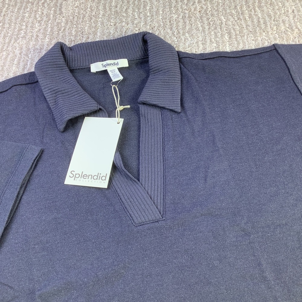Splendid Womens Brooke Polo Ribbed Collar Size‎ XS Short Sleeve NWT